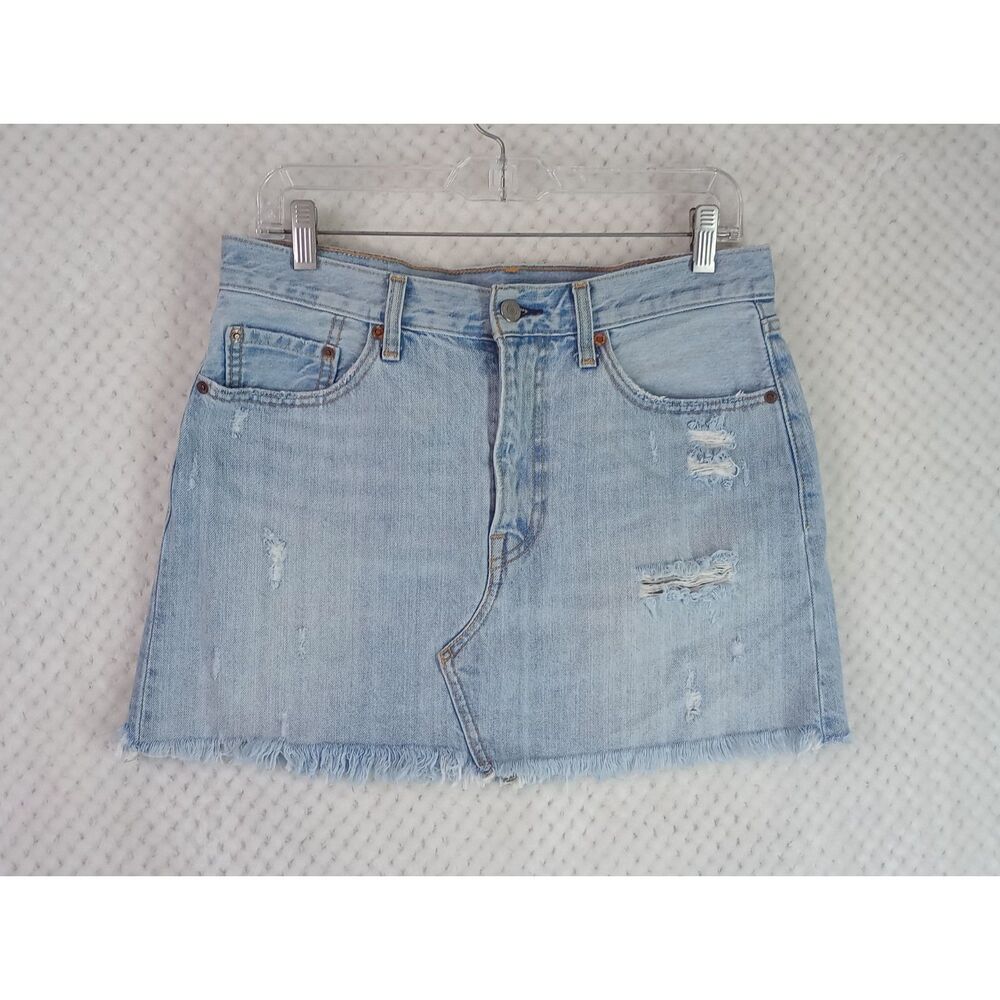 Levi's Women's 29 Deconstructed Light Wash Raw Hem Denim Mini Skirt